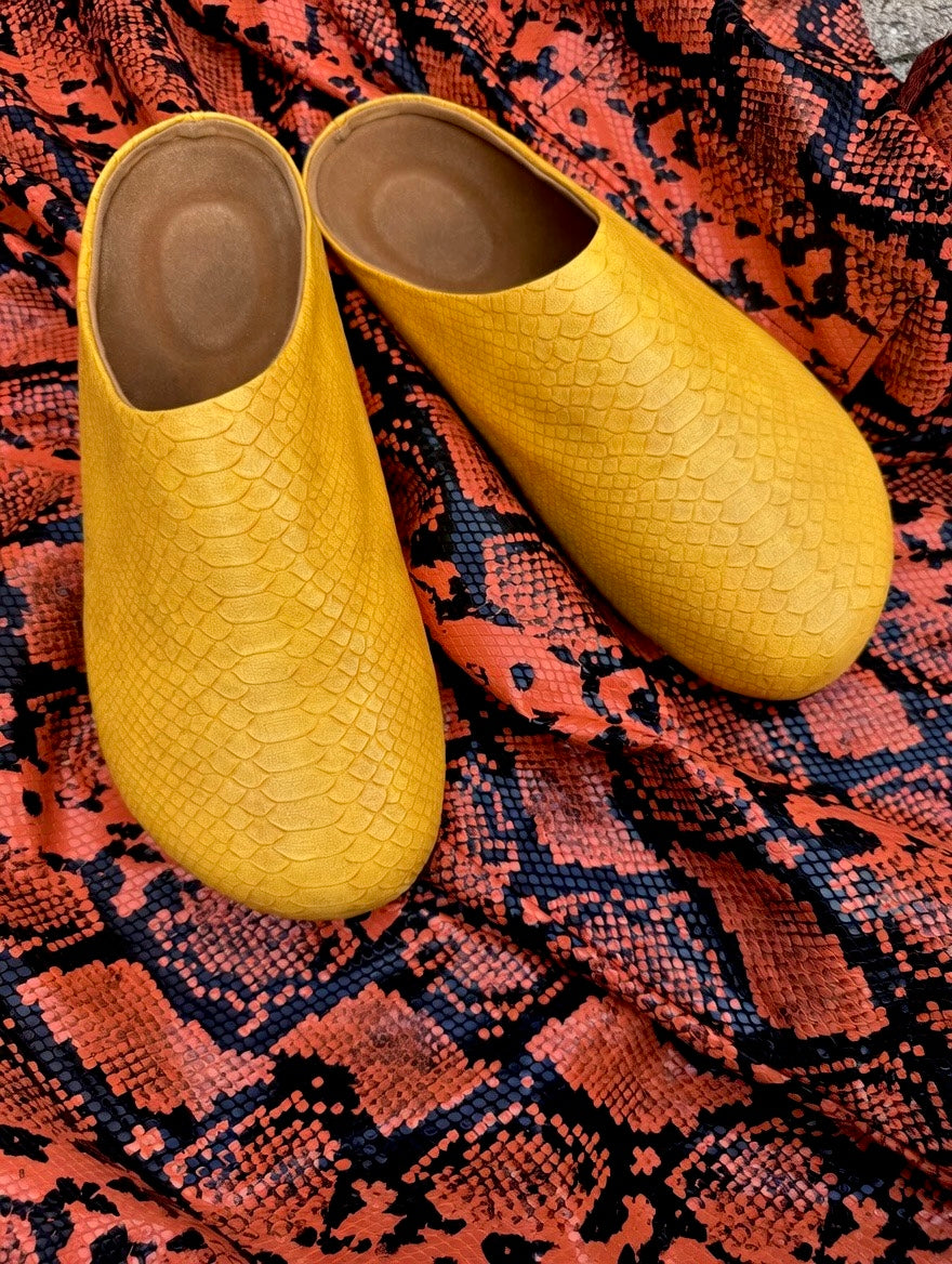 Yellow Snakeskin Mules PREORDER EVERBURN STUDIOS