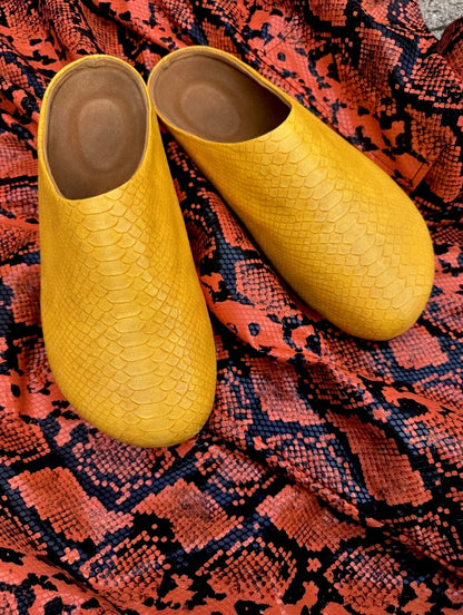 Yellow Snakeskin Mules PREORDER EVERBURN STUDIOS